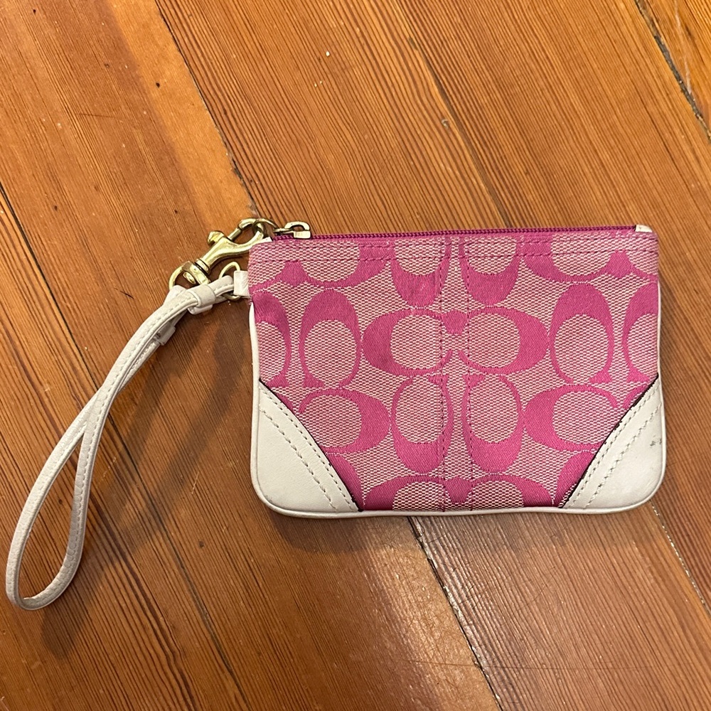 Coach Pink and Cream Wristlet